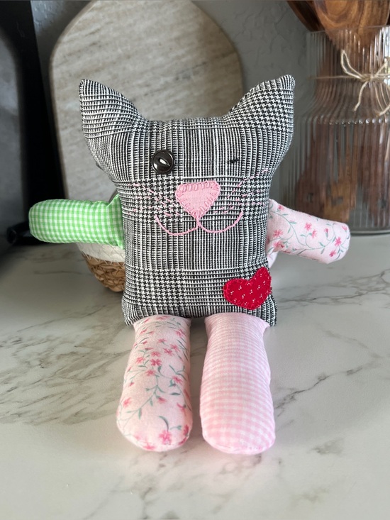 Other - Handmade fabric scrap cat plush